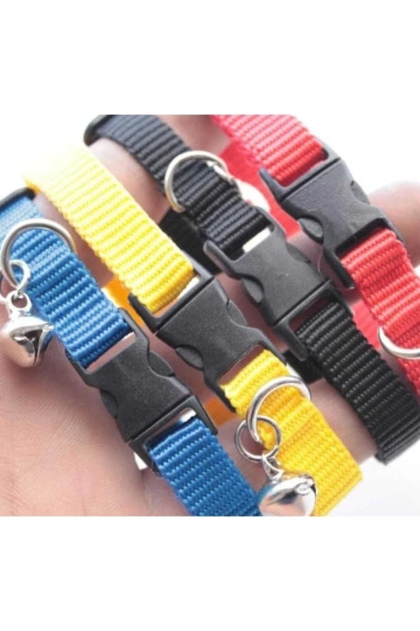 Çıngıraklı Düz Renk Kedi Ve Küçük Irk Köpek Tasması Kolyesi Renkli Kolon - 3