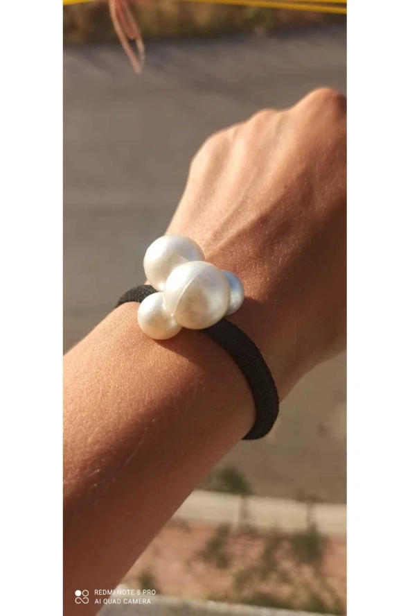 Büyük İncili Şık Lastik Toka,one size - 2