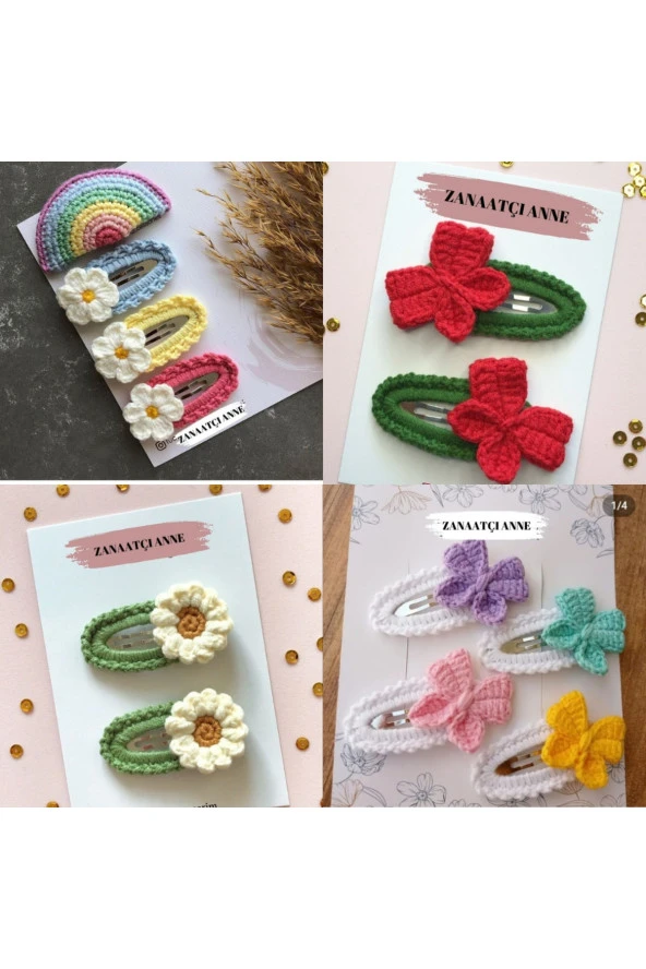 12'li El Yapımı Amigurumi Örgü Çocuk Toka Seti