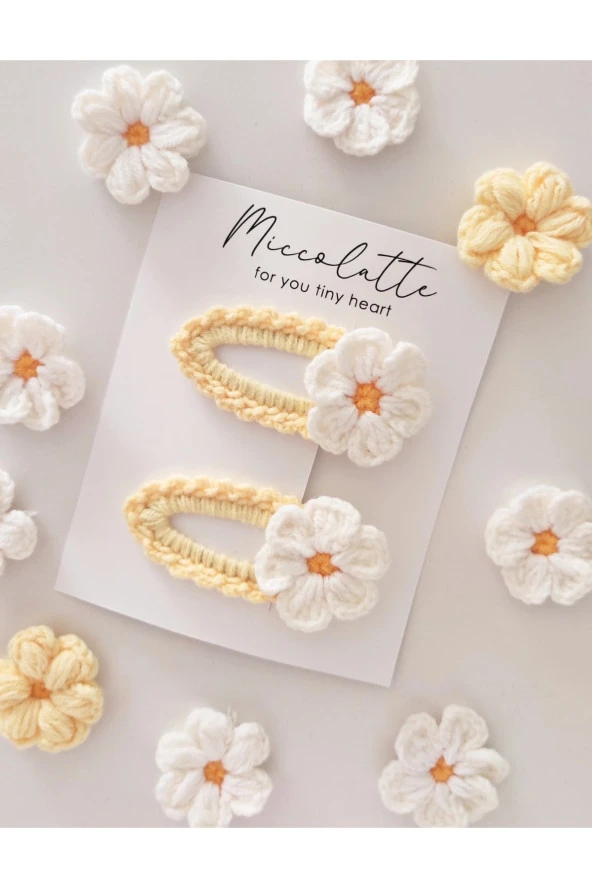 Bebek Ve Çocuk Çıtçıtlı Örgü Papatya Toka Seti