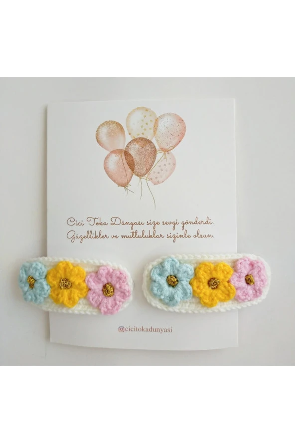 Cicitokadünyası Papatya Örgü Çıtçıt Toka 2li Set ürün görseli