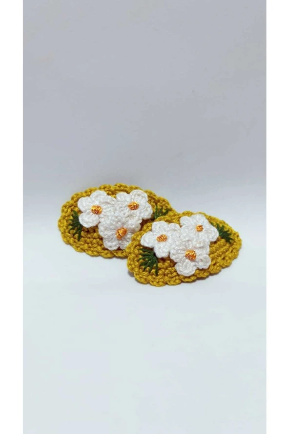 Handmade Tasarım Hediyelik Amigurumi Yeni Trend Işlemeli 2'li Toka Seti - Resim 2