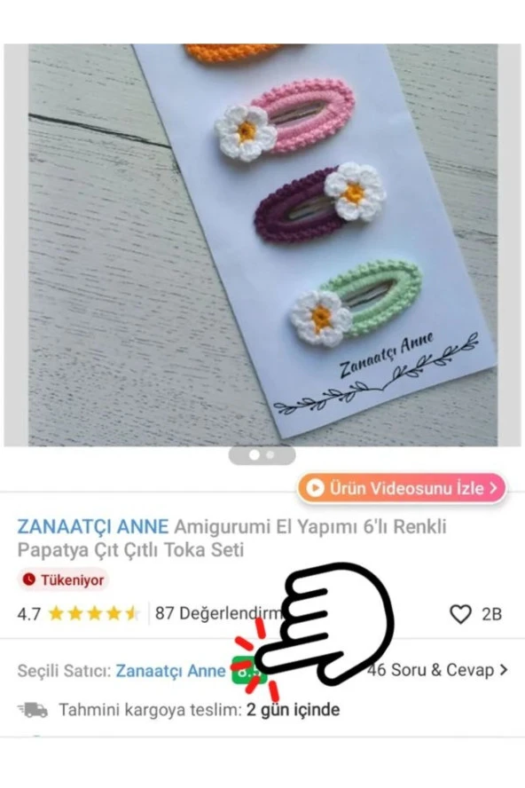 Amigurumi El Yapımı 6'lı Renkli Papatya Çıt Çıtlı Toka Seti - 3