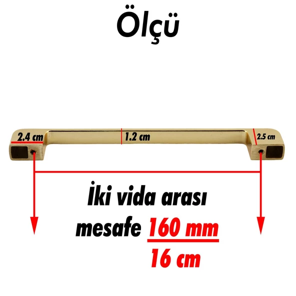Arel Kulp Mobilya Mutfak Dolabı Çekmece Dolap Kulpları Kapak Kulpu Kulbu Gold Altın 160 mm Metal - 5