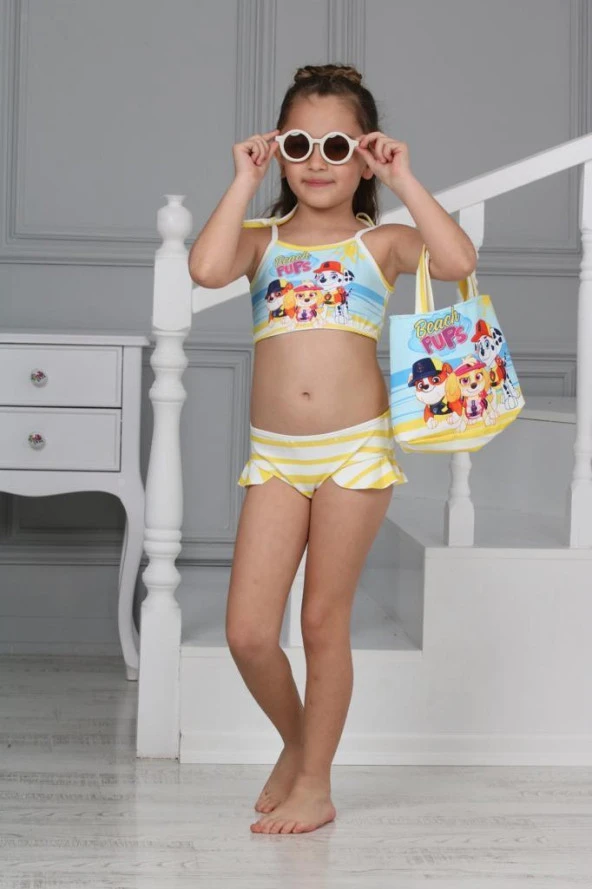 Kız Çocuk 3 Parça Çantalı Bikini Takım 0126