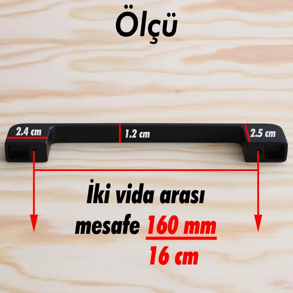 Arel Kulp Mobilya Mutfak Dolabı Çekmece Dolap Kulpları Kapak Kulpu Kulbu Siyah 160 mm Metal - 5