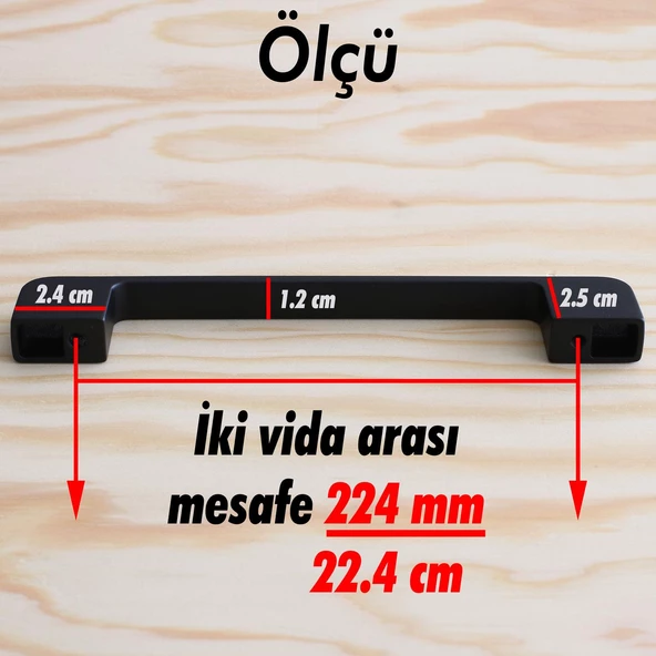 Arel Kulp Mobilya Mutfak Dolabı Çekmece Dolap Kulpları Kapak Kulpu Kulbu Siyah 224 mm Metal - Resim 5