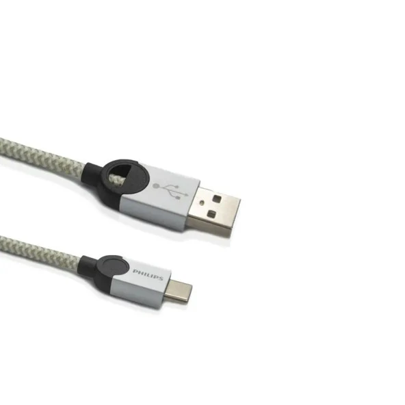 Philips Playstation 5 İle Uyumlu Joystick Şarj Kablosu 5A 100W UsbA to Type-C Örgülü 1.2M Hızlı Şarj Data Kablosu Gri DLC2628T - Resim 3