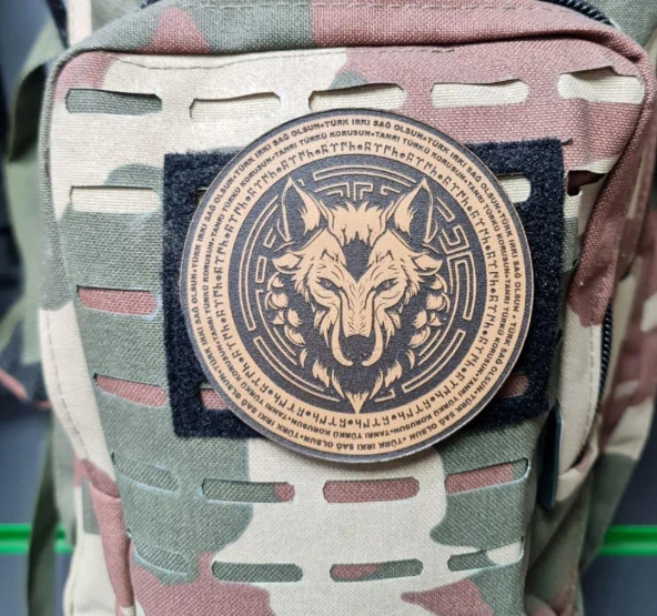 Tanrı Türkü Korusun - Türk Irkı Sağ Olsun -Bozkurt - Deri Peç - Arma - Wolf Leather Patch - 3