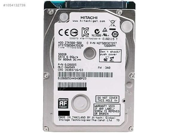 Hgst Hdd 2.5 500Gb 7200Rpm 32Mb Sata3 Hts725050A7E630 (Rfb)