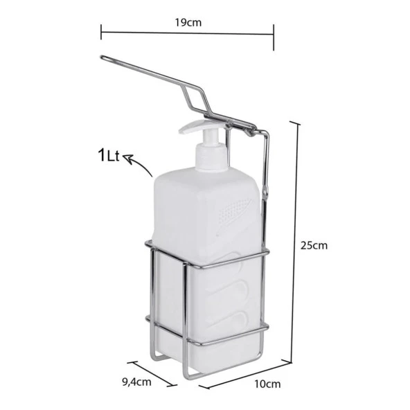 Dezenfektan Aparatı Çelik ve 1 Lt Şişe Krom Eg-301 - 2