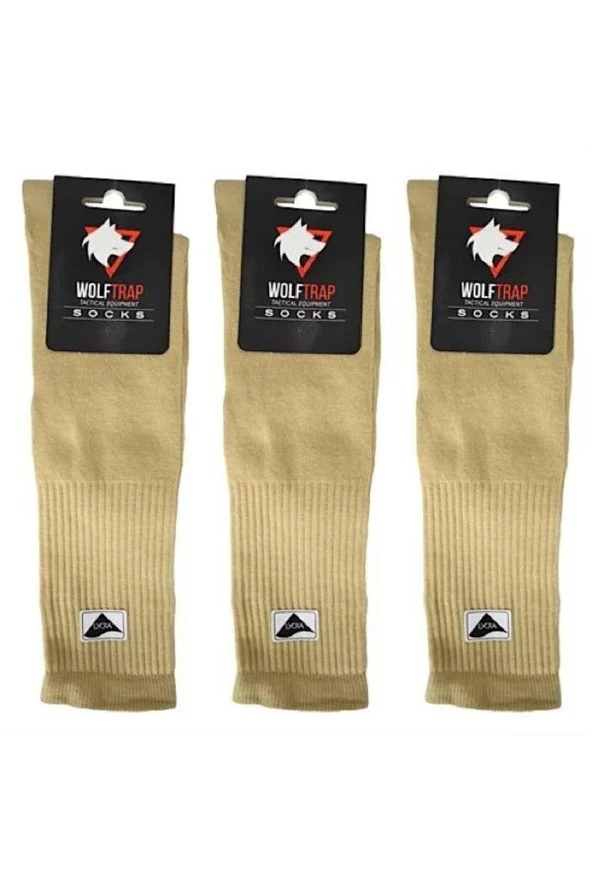 3'lü Pamuklu Yazlık Bej Çorap, Yazlık Askeri Bot Çorabı Bej
