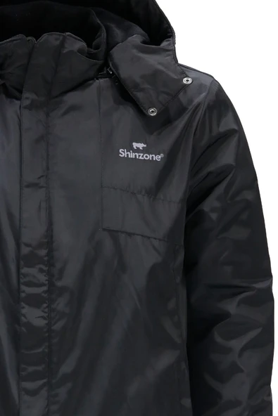 Erkek Kapitone Göğüs Cepli Kapüşonlu Siyah Mont - 4