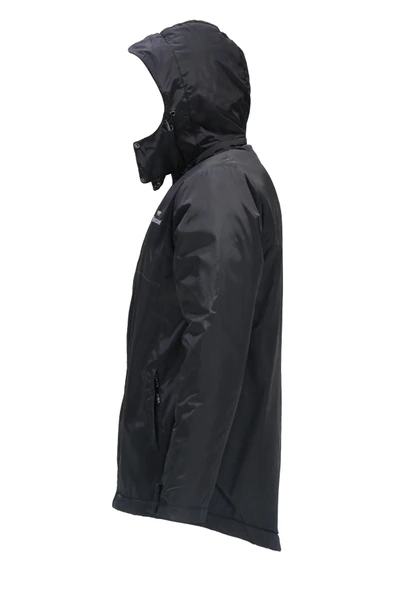 Erkek Kapitone Göğüs Cepli Kapüşonlu Siyah Mont - 3