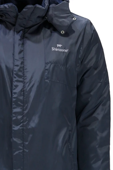 Erkek Kapitone Göğüs Cepli Kapüşonlu Lacivert Mont - 4