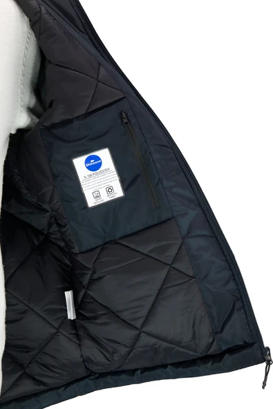 Erkek Kapitone Kapüşonlu Lacivert Mont - 4