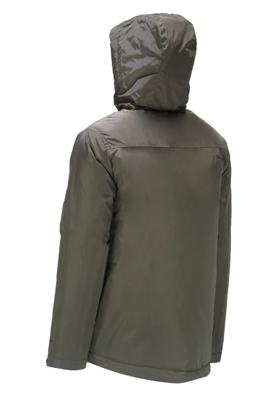Erkek Kapitone Kapüşonlu Haki Mont - Resim 3