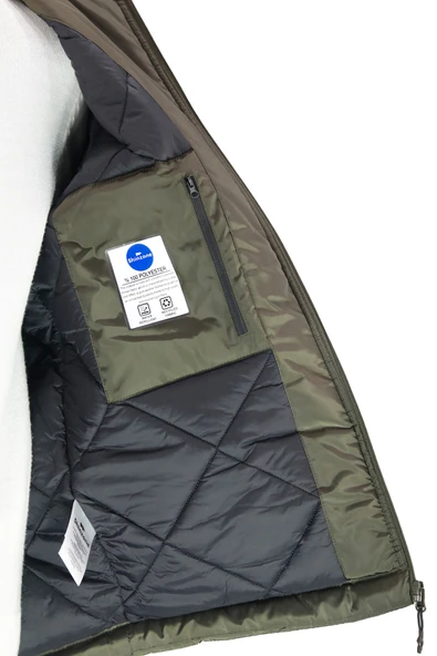 Erkek Kapitone Kapüşonlu Haki Mont - Resim 4