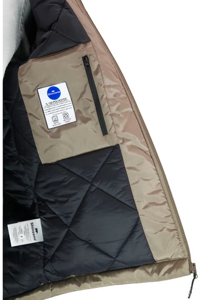 Erkek Kapitone Kapüşonlu Bej Mont - 4