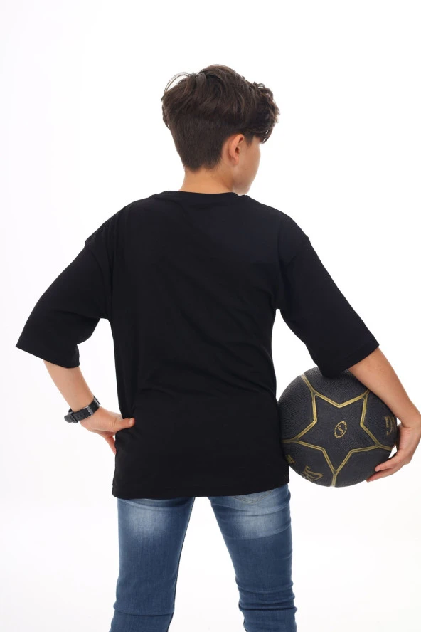 Siyah Düz Bisiklet Yaka Erkek Tişört 18079 - 5