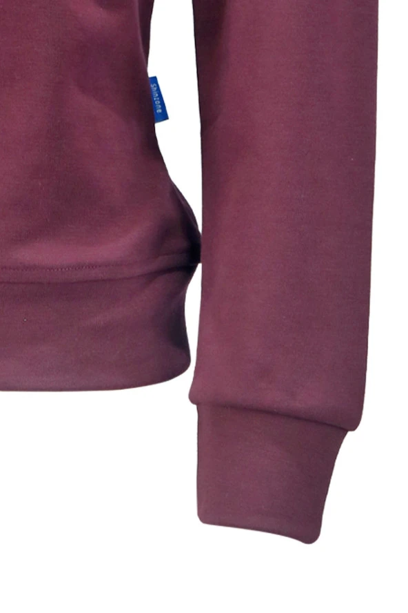 Erkek Standart Fit Bisiklet Yaka Cep Fermuarlı Mürdüm Sweatshirt - 3