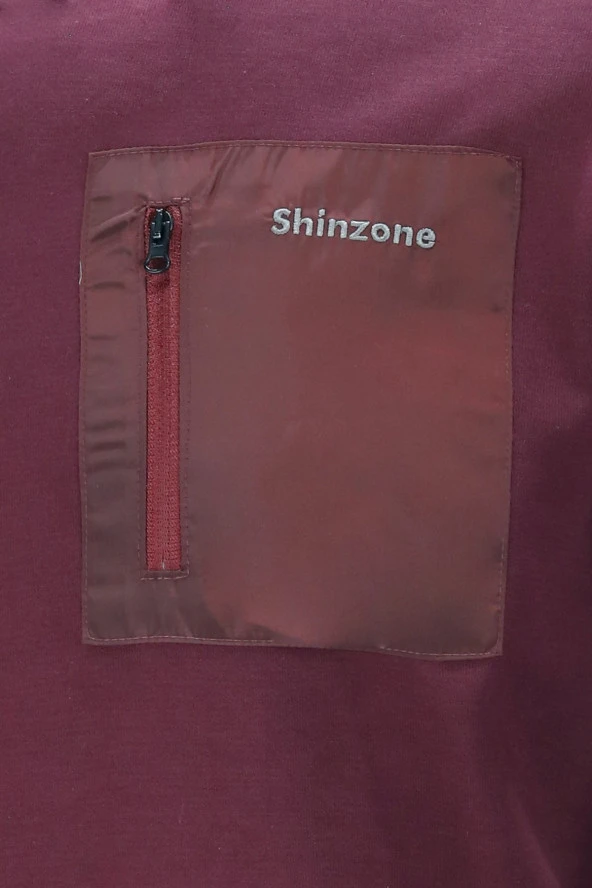 Erkek Standart Fit Bisiklet Yaka Cep Fermuarlı Mürdüm Sweatshirt - 4