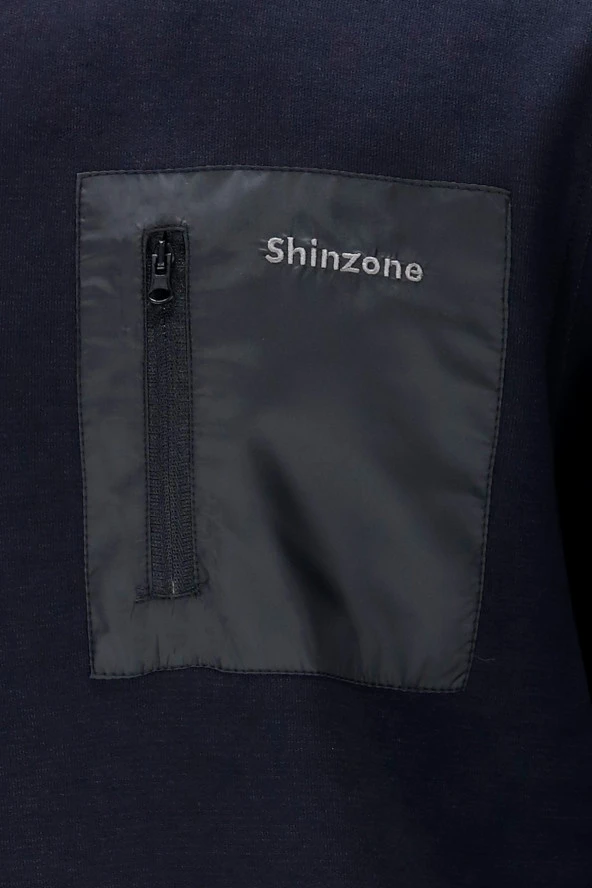 Erkek Standart Fit Bisiklet Yaka Cep Fermuarlı Siyah Sweatshirt - 3