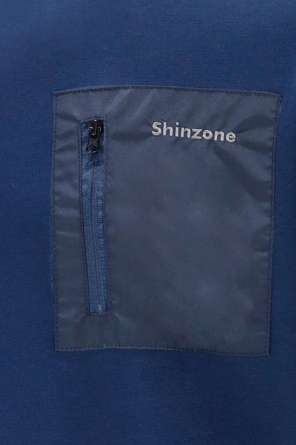 Erkek Standart Fit Bisiklet Yaka Cep Fermuarlı Lacivert Sweatshirt - 2