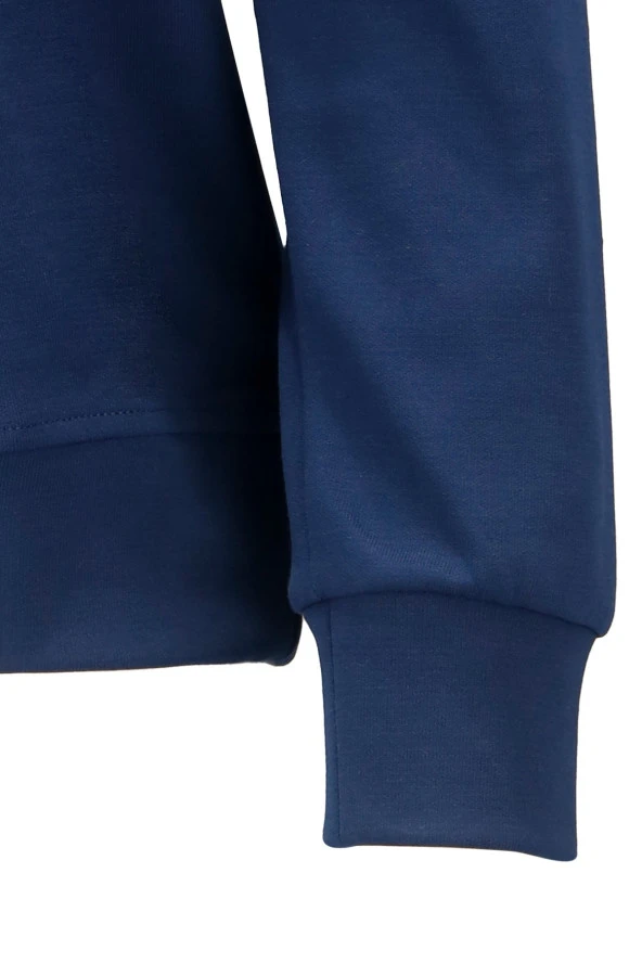 Erkek Standart Fit Bisiklet Yaka Cep Fermuarlı Lacivert Sweatshirt - 3
