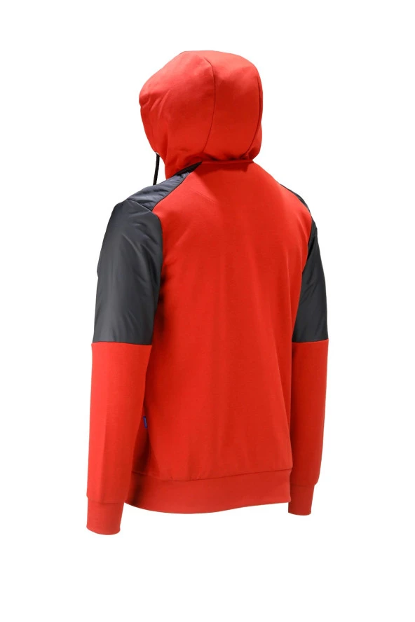 Erkek Standart Fit Fermuarlı Kapüşonlu Turuncu Sweatshirt - 2