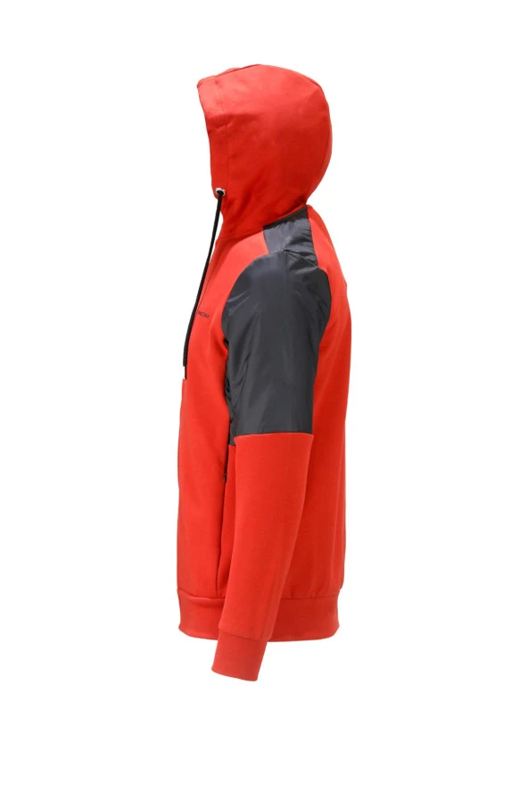 Erkek Standart Fit Fermuarlı Kapüşonlu Turuncu Sweatshirt - 3