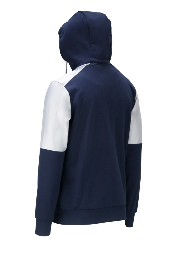 Erkek Standart Fit Fermuarlı Kapüşonlu Lacivert Sweatshirt - 4