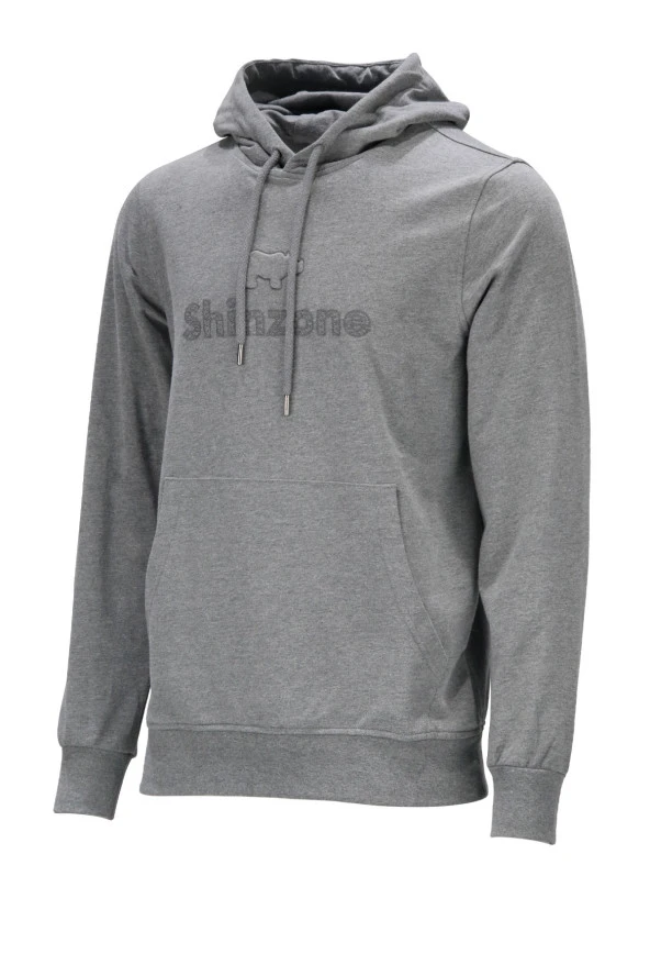 Erkek Standart Fit Kapüşonlu Baskılı Cepli Koyu Gri Sweatshirt