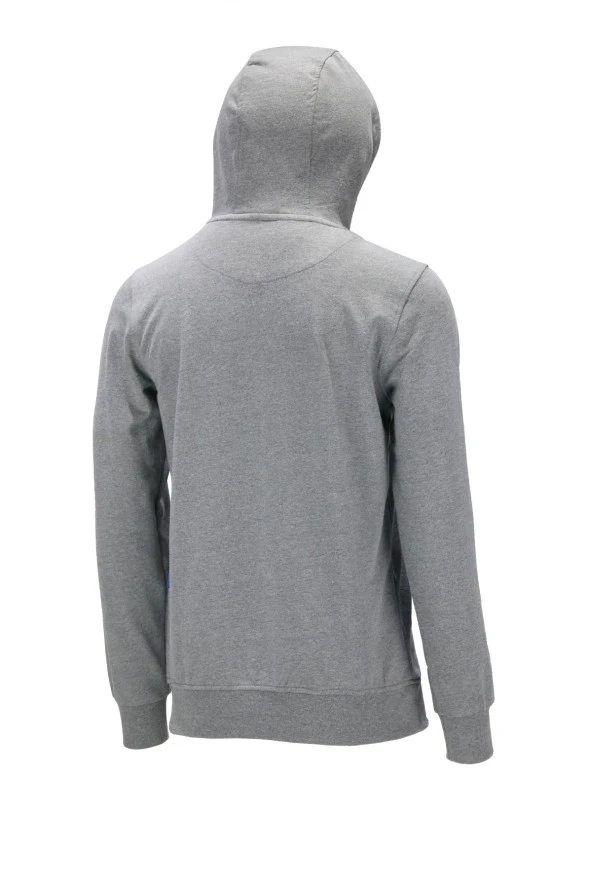 Erkek Standart Fit Kapüşonlu Baskılı Cepli Koyu Gri Sweatshirt - 2