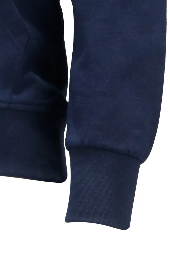 Erkek Standart Fit Kapüşonlu Baskılı Cepli Lacivert Sweatshirt - 2