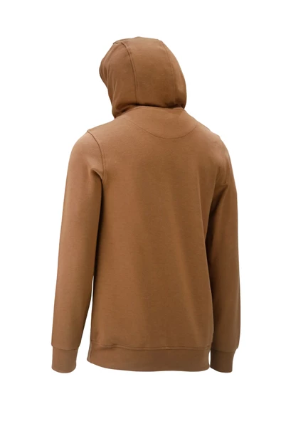 Erkek Standart Fit Kapüşonlu Cepli Kahverengi Sweatshirt - 4