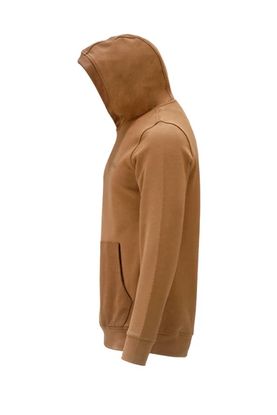Erkek Standart Fit Kapüşonlu Cepli Kahverengi Sweatshirt - 3