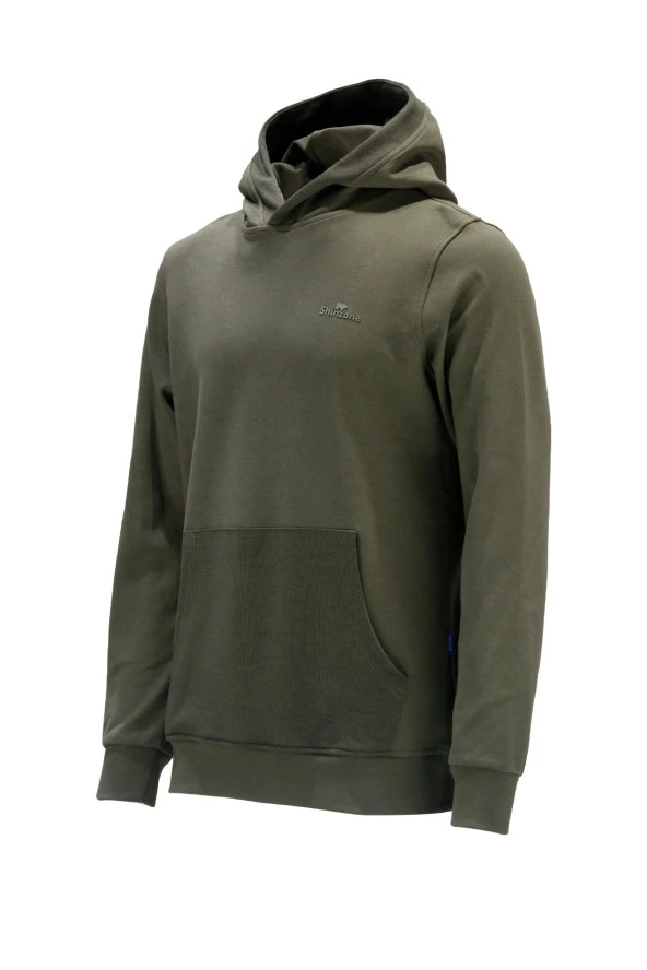 Erkek Standart Fit Kapüşonlu Cepli Haki Sweatshirt