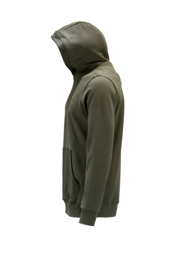 Erkek Standart Fit Kapüşonlu Cepli Haki Sweatshirt - 3