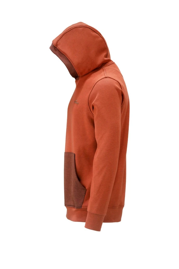 Erkek Standart Fit Kapüşonlu Cepli Turuncu Sweatshirt - 3