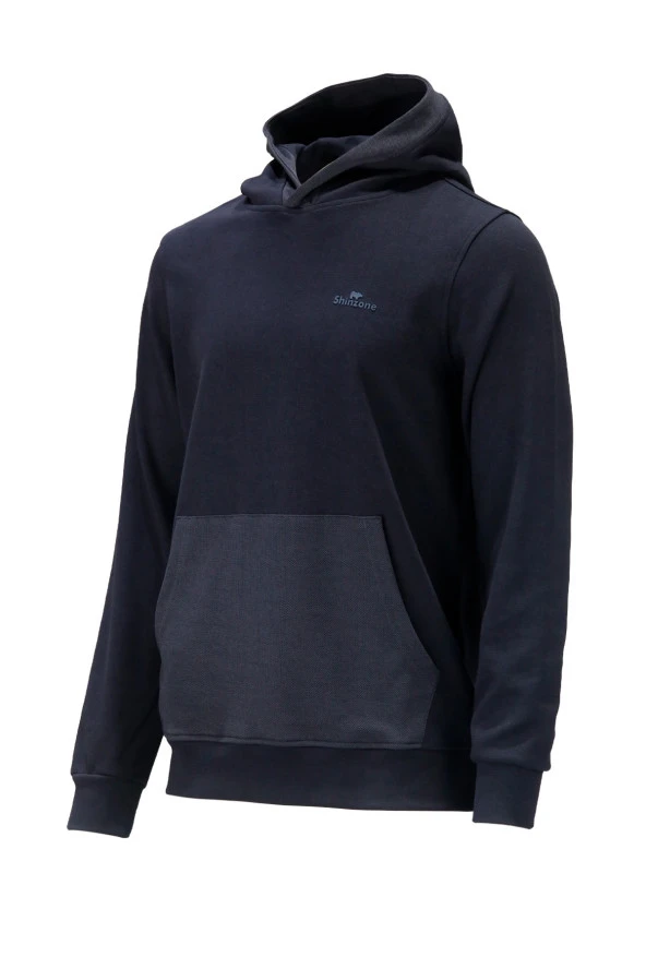 Erkek Standart Fit Kapüşonlu Cepli Siyah Sweatshirt