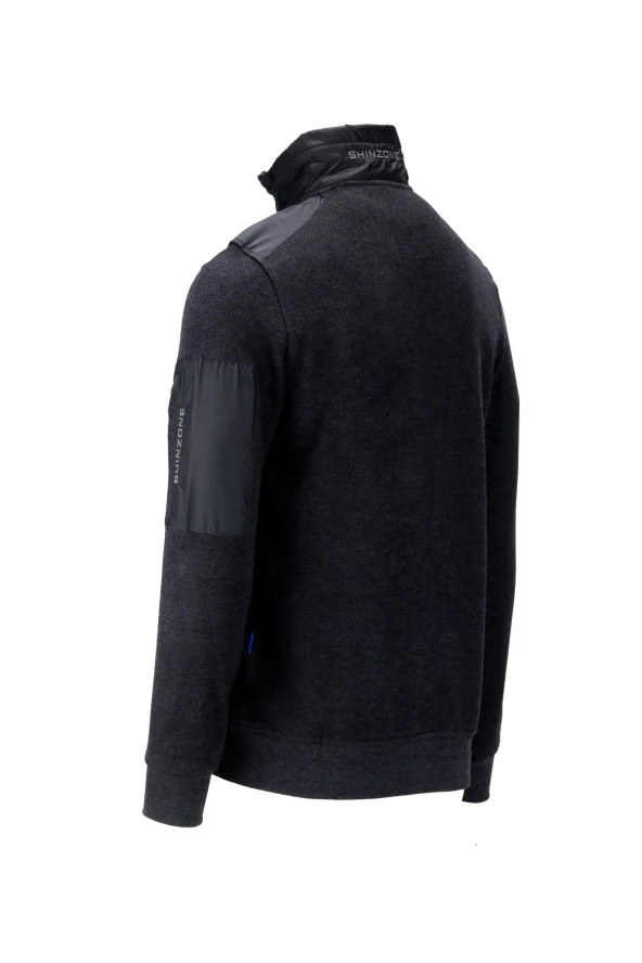 Erkek Standart Fit Kol Cepli Fermuarlı Füme Sweatshirt - 2