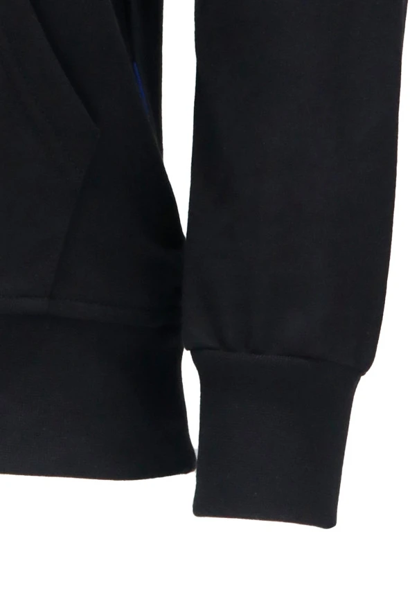 Erkek Standart Fit Kapüşonlu Kabartma Baskılı Siyah Sweatshirt - Resim 4