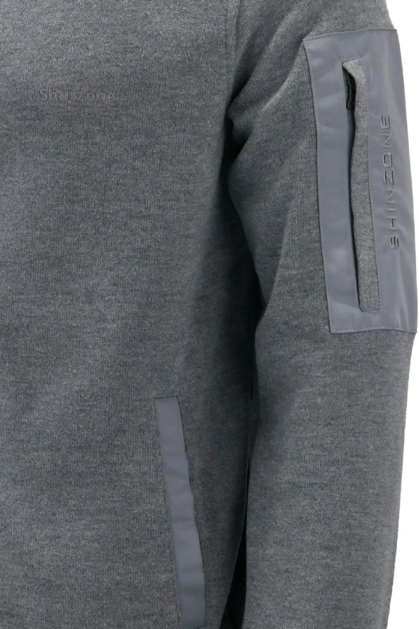 Erkek Standart Fit Kol Cepli Fermuarlı Gri Sweatshirt - 3