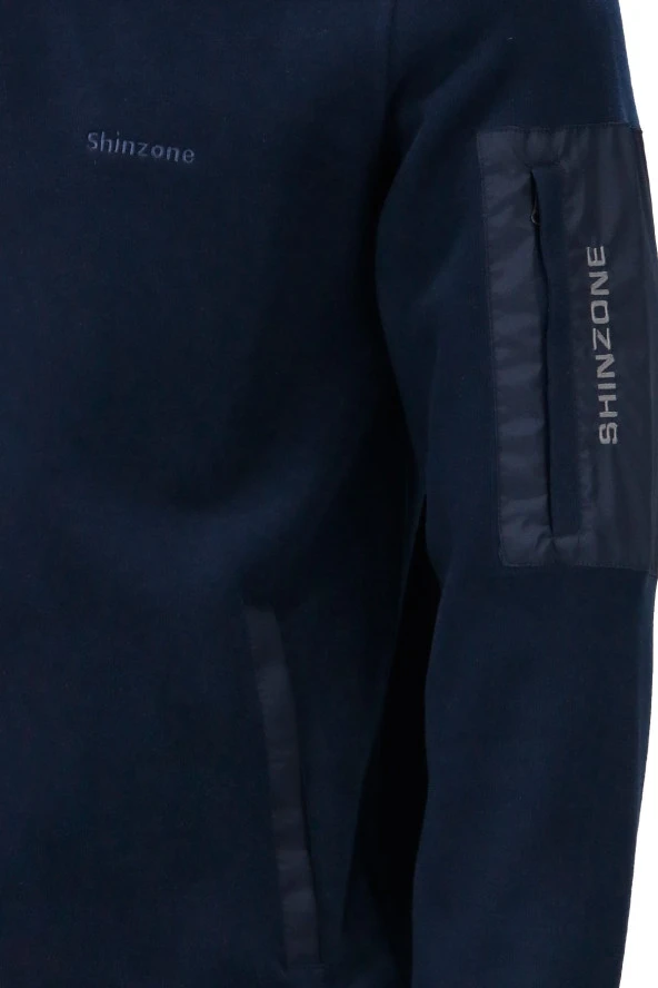 Erkek Standart Fit Kol Cepli Fermuarlı Lacivert Sweatshirt - 3