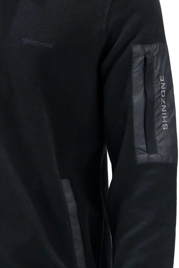 Erkek Standart Fit Kol Cepli Fermuarlı Siyah Sweatshirt - 3
