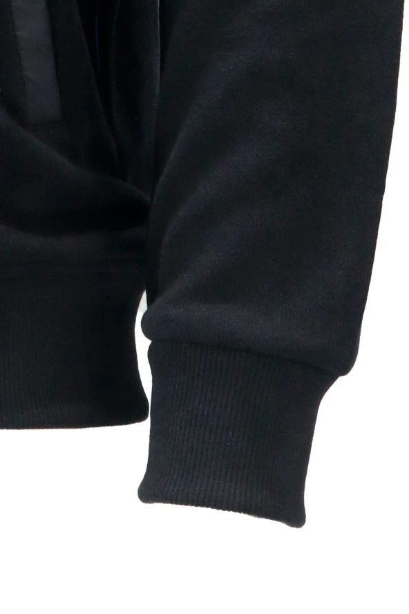 Erkek Standart Fit Kol Cepli Fermuarlı Siyah Sweatshirt - 4