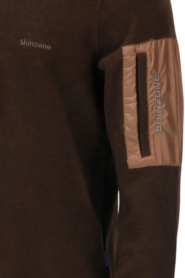 Erkek Standart Fit Yarım Fermuarlı Koyu Kahverengi Sweatshirt - 3