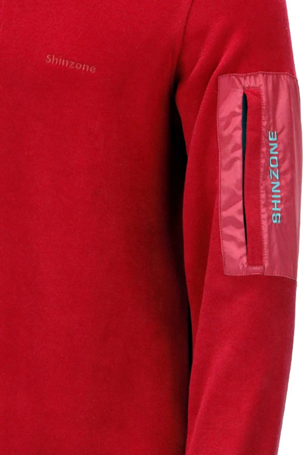 Erkek Standart Fit Yarım Fermuarlı Nar Çiçeği Sweatshirt - 3