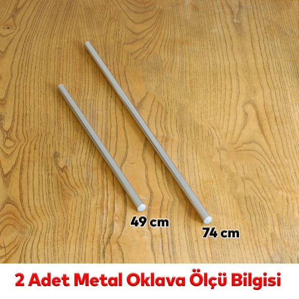 Alüminyum Metal Oklava 2'li Set 74-49 cm Börek Hamur Yufka Hamur Açma Silindir Yuvarlak Uzun Kısa Mutfak - 2